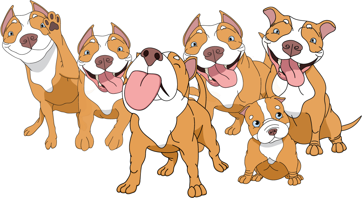 Animated Pitbull Dogs Gathering PNG