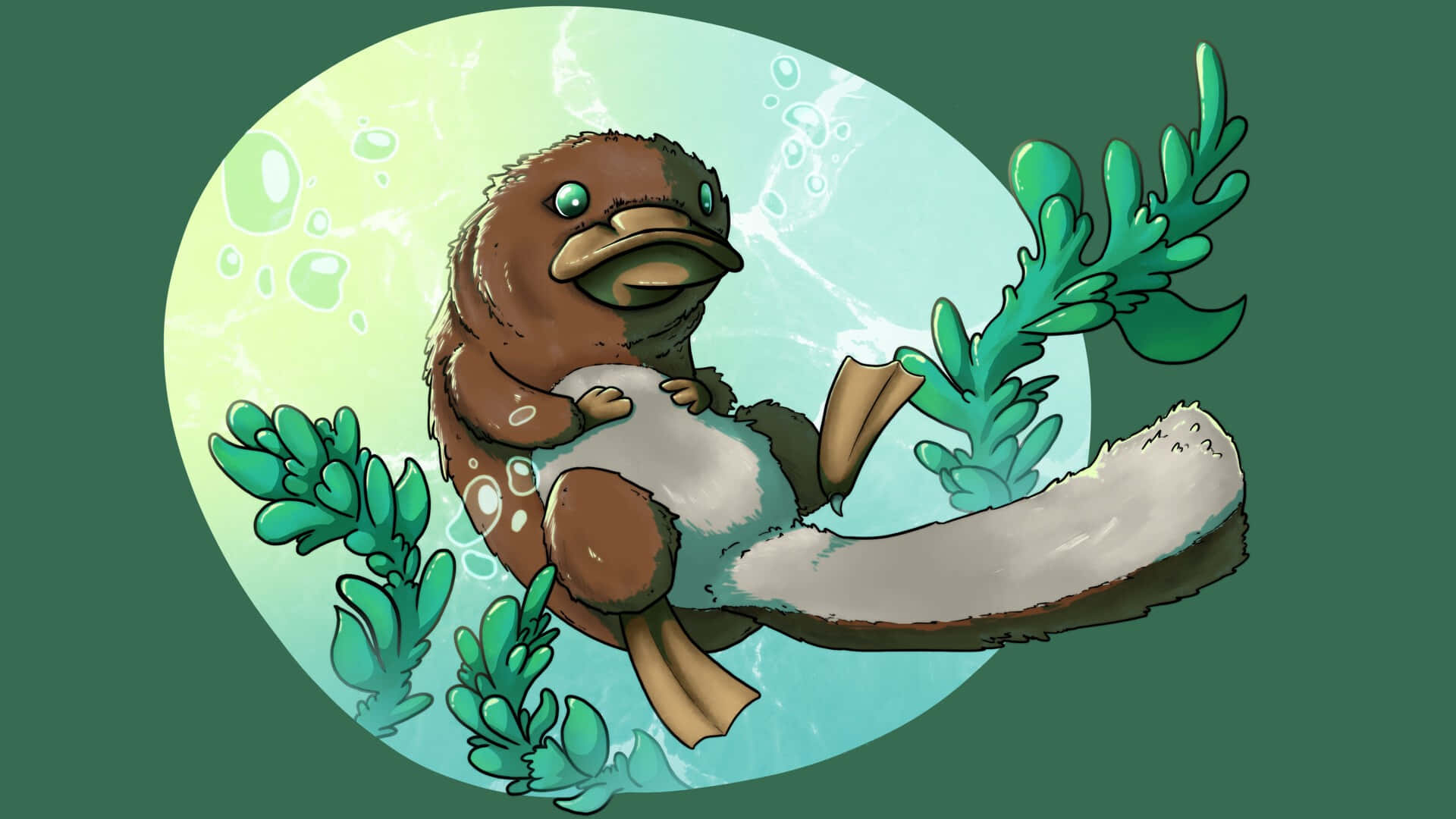 Animated Platypus Underwater Adventure Wallpaper