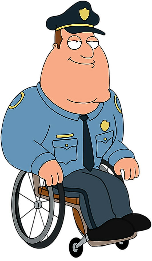 Animated Police Officerin Wheelchair PNG