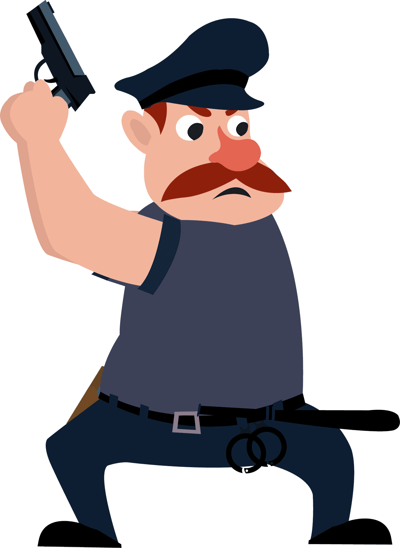 Animated Policeman With Gunand Handcuffs PNG