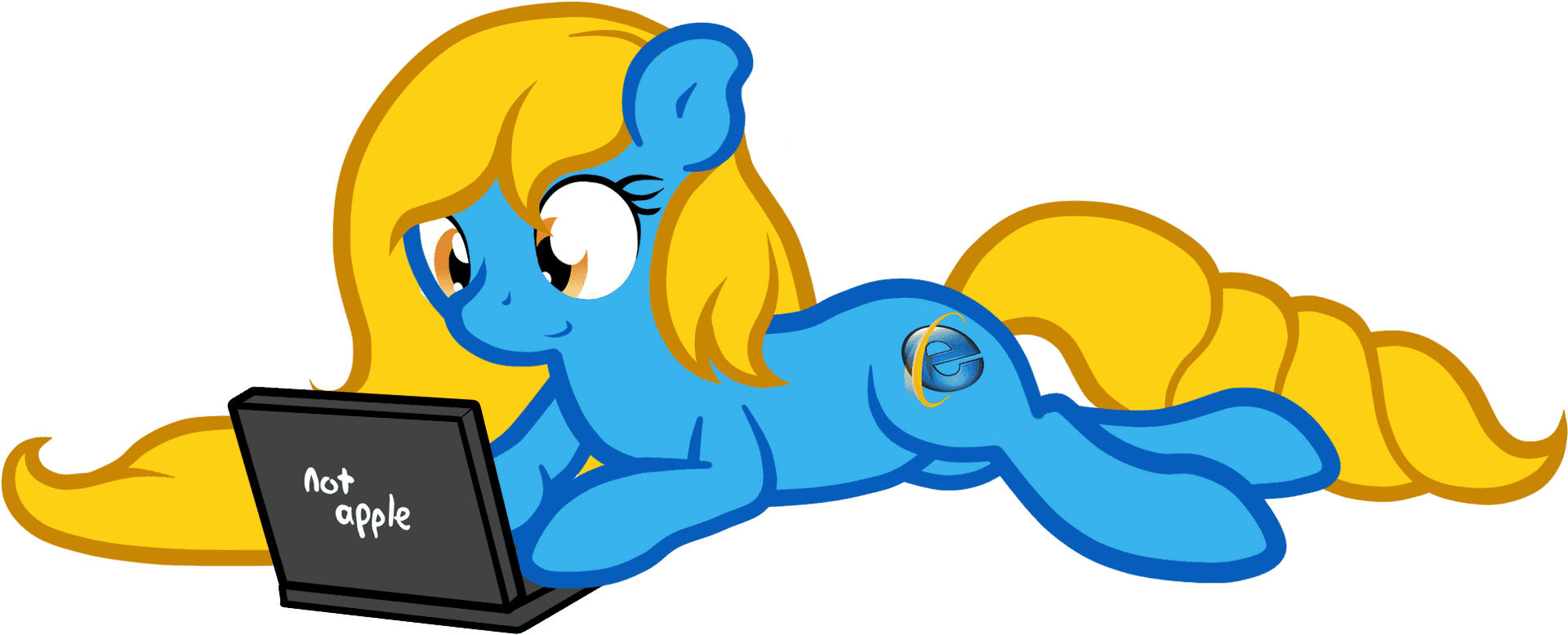 Animated Pony Using Laptop PNG