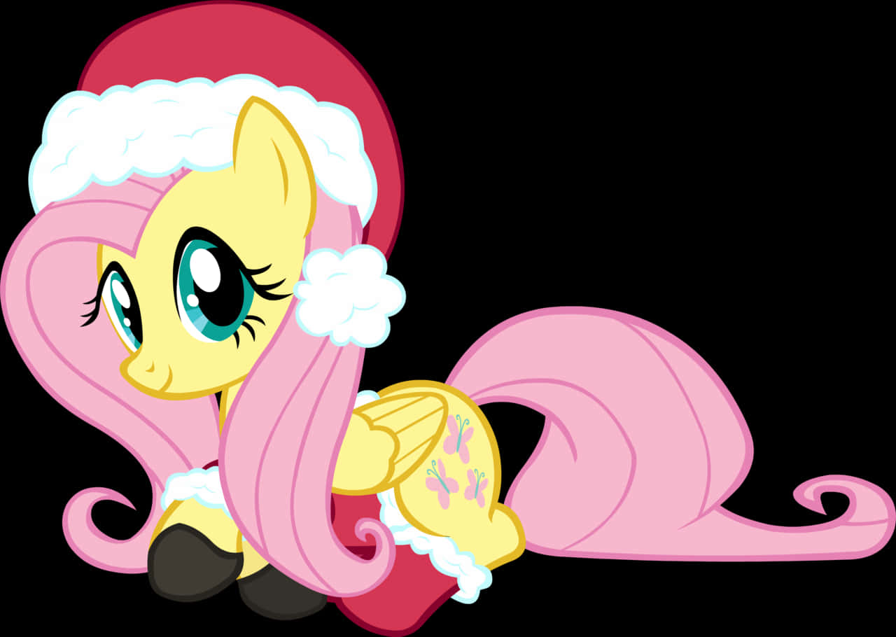 Animated Ponywith Santa Hat PNG