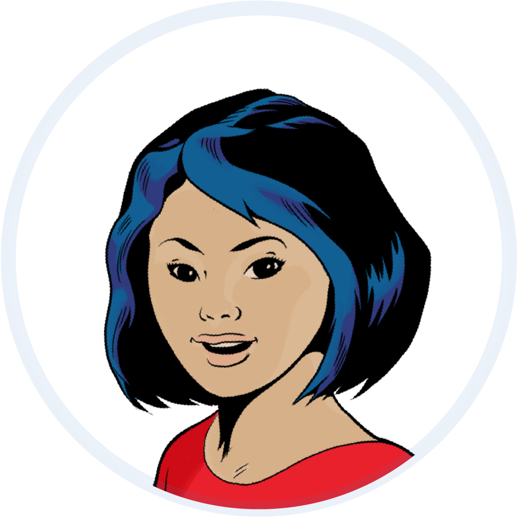 Animated Portrait Blue Haired Female PNG