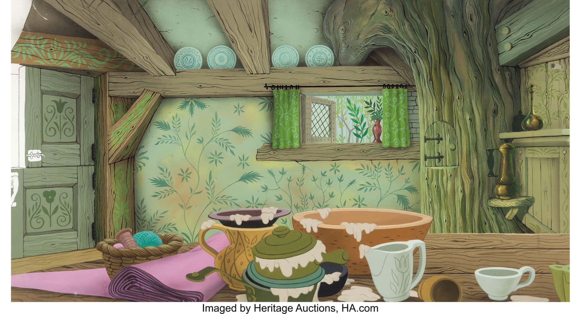 Animated Preliminary Cottage Interior Pan Wallpaper