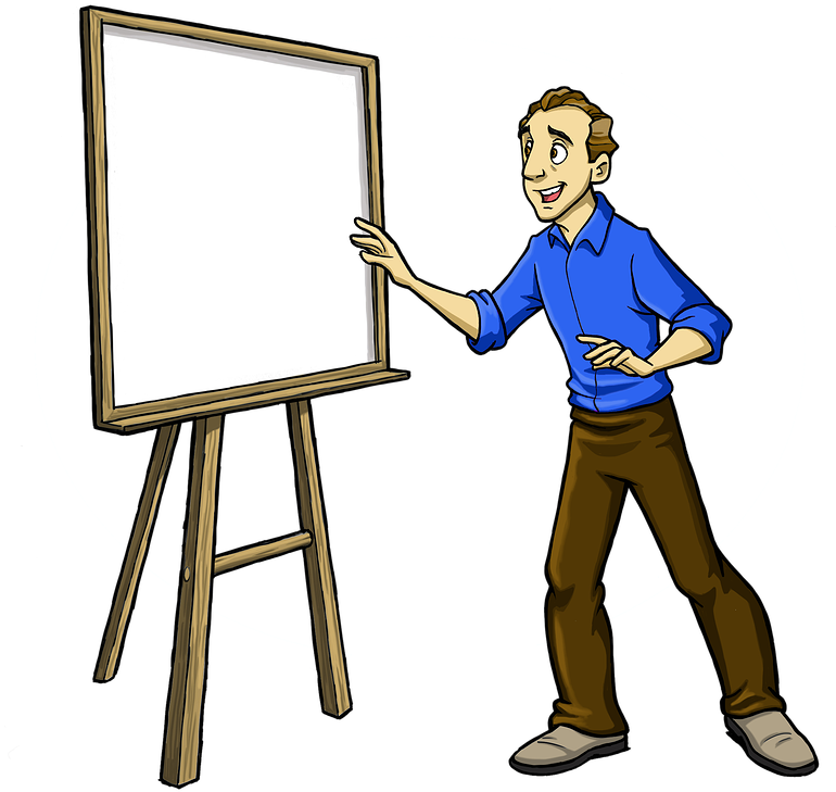 Animated Presenter With Whiteboard PNG