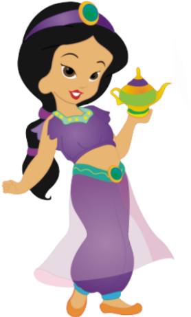 Animated Princess Holding Magic Lamp PNG