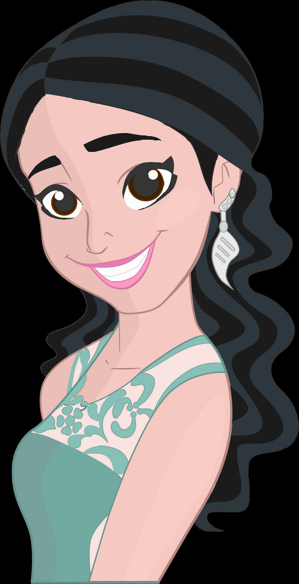 Animated Princess Smiling Illustration PNG
