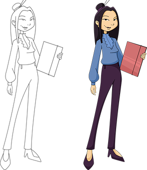 Animated Professional Woman Holding File PNG