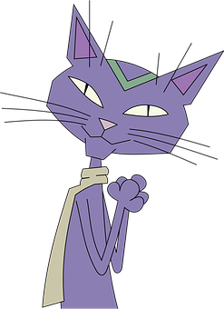 Animated Purple Cat Character PNG