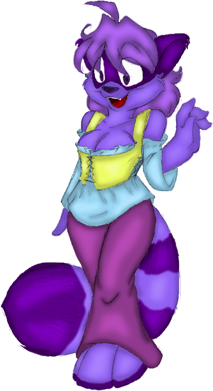 Animated Purple Character_ Cleavage Pose PNG