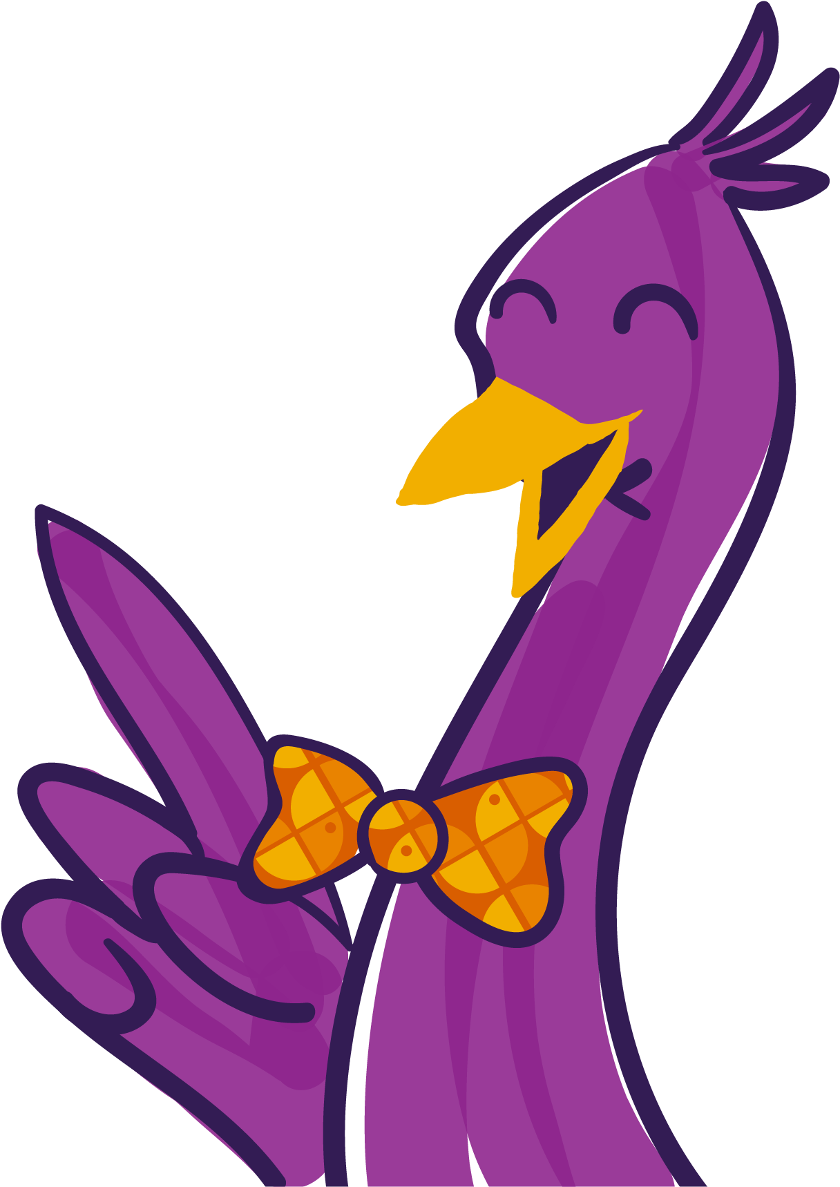Animated Purple Emu With Bowtie PNG
