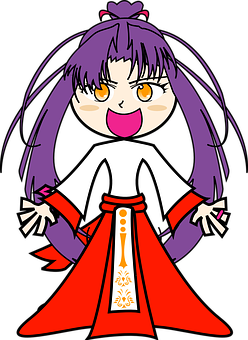 Animated Purple Haired Girlin Traditional Attire PNG