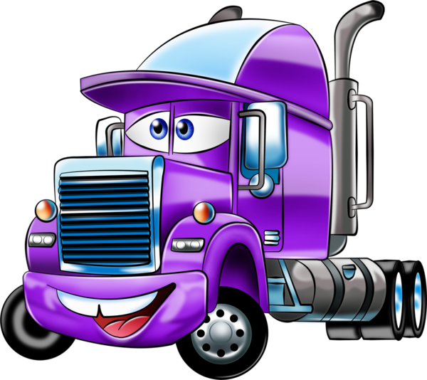 Animated Purple Truck Cartoon PNG