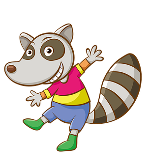 Animated Raccoon Character Jumping PNG