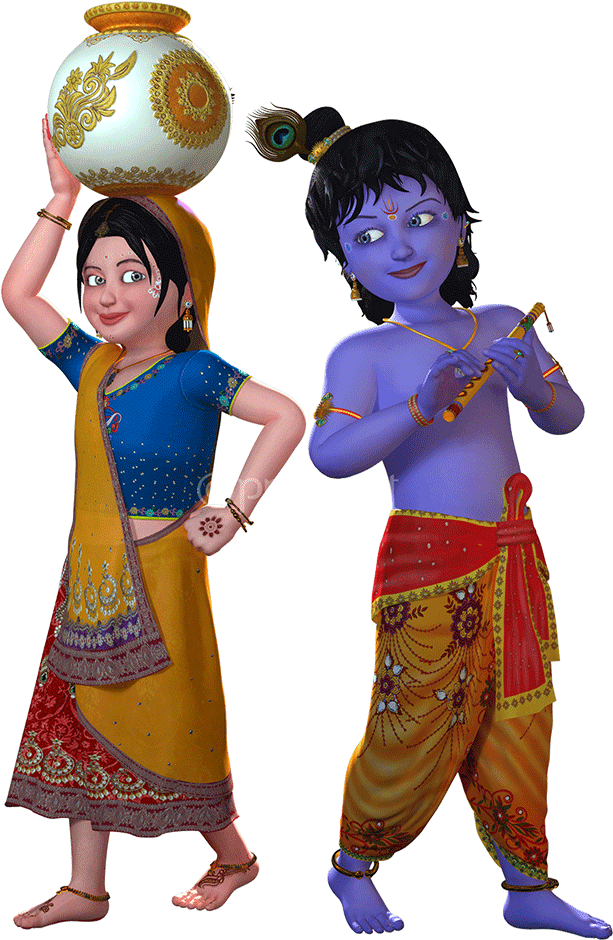 Animated Radha Krishna Together PNG