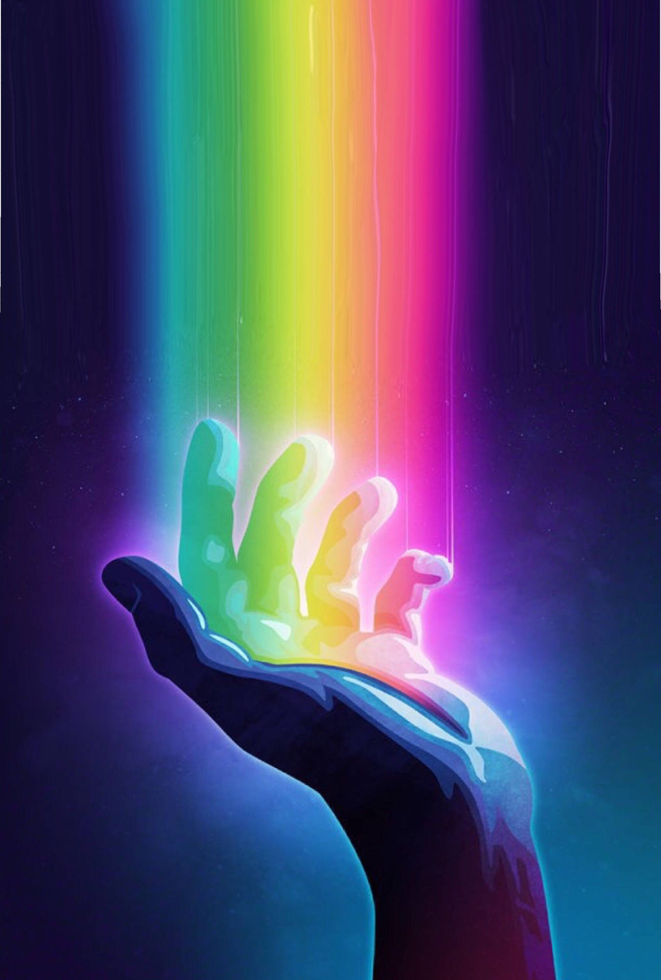Animated Rainbow Aesthetic Hand Wallpaper