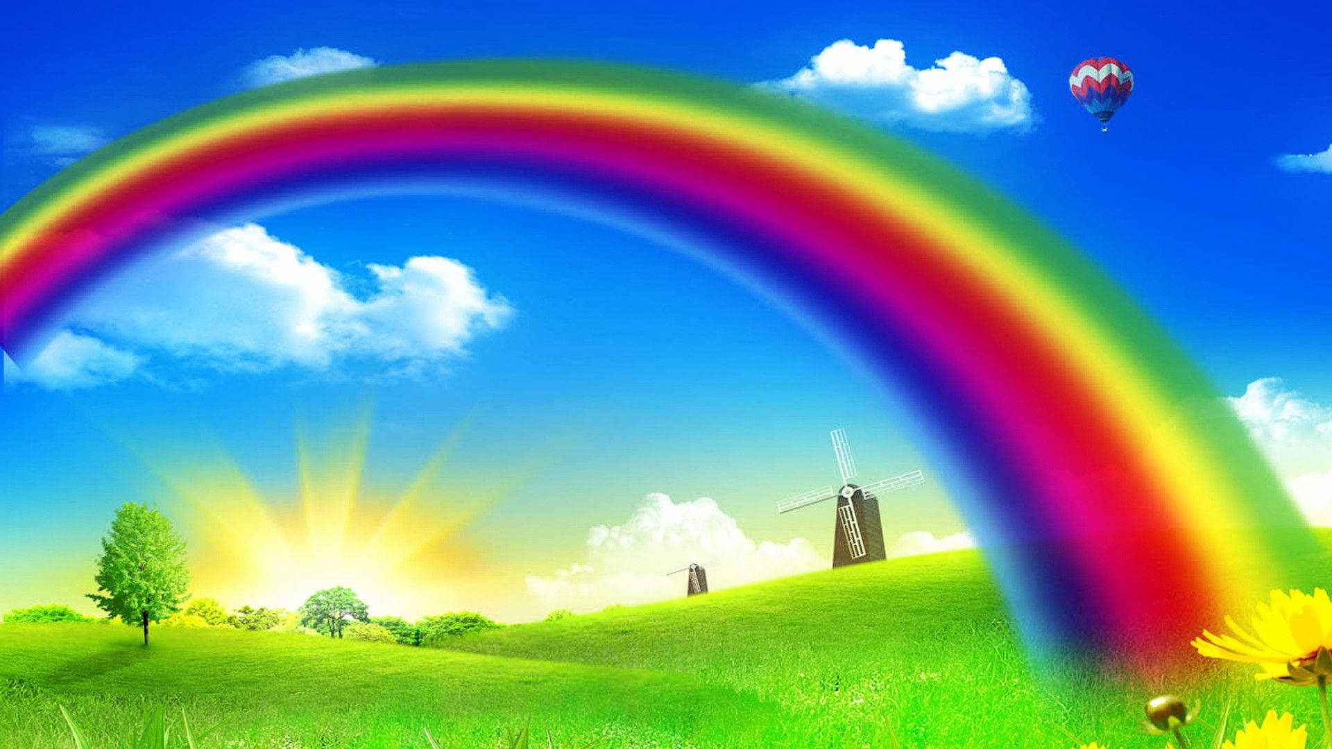 Animated Rainbow In Farm Wallpaper