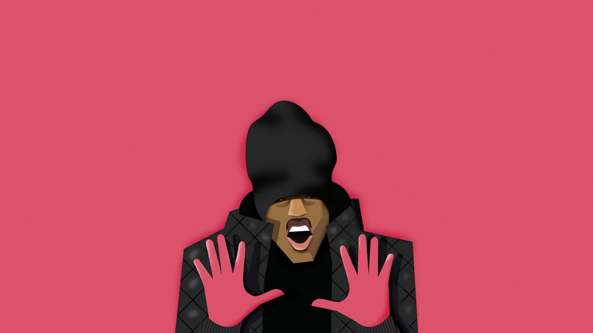 Animated Rapper Expression Pink Background Wallpaper