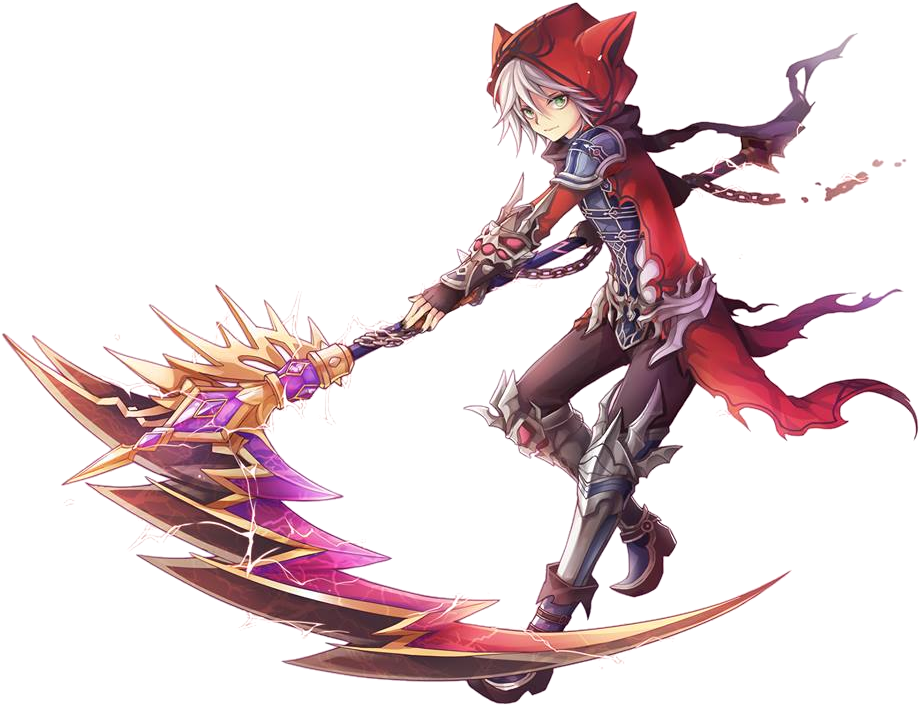 Animated Red Hooded Reaperwith Scythe PNG