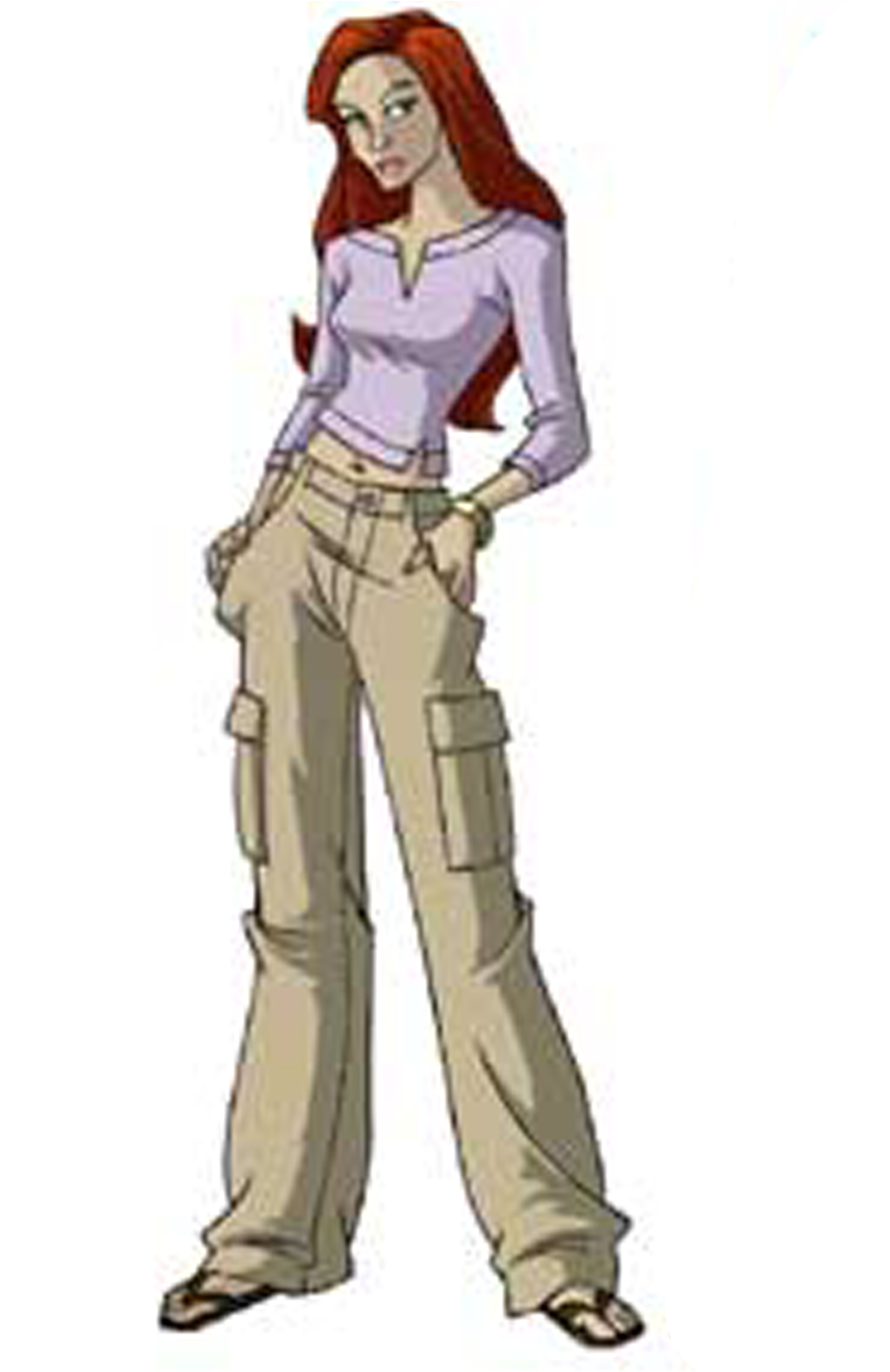 Animated Redhead Character Casual Outfit.png PNG