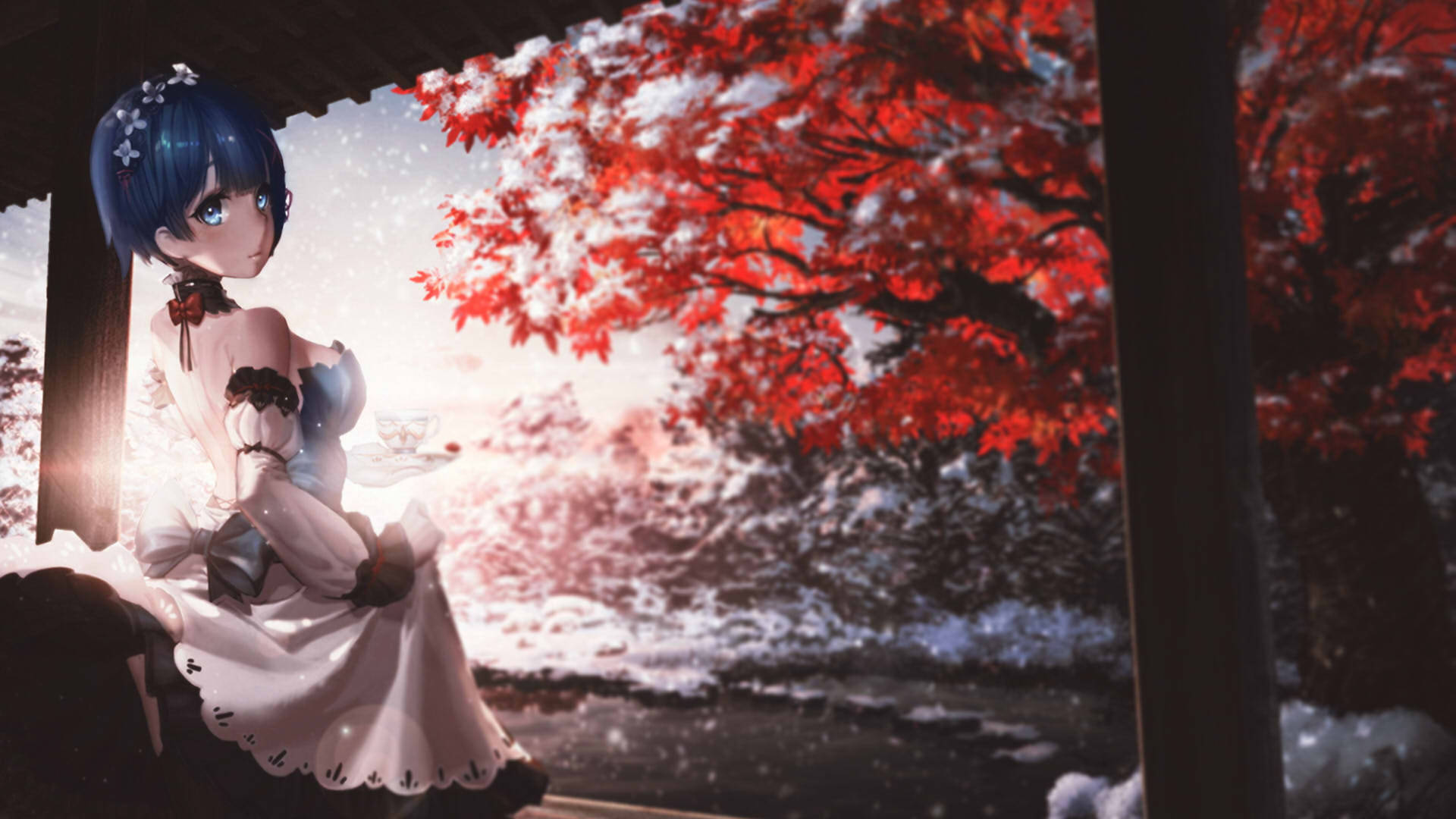 Animated Rem And Red Leaves In Winter