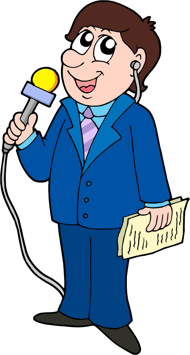 Animated Reporter With Microphone PNG