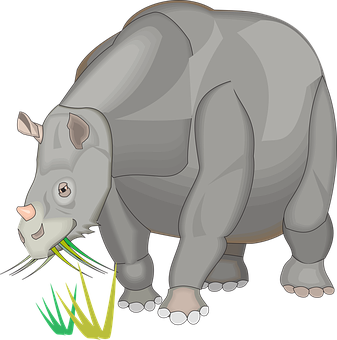 Animated Rhino Eating Grass PNG
