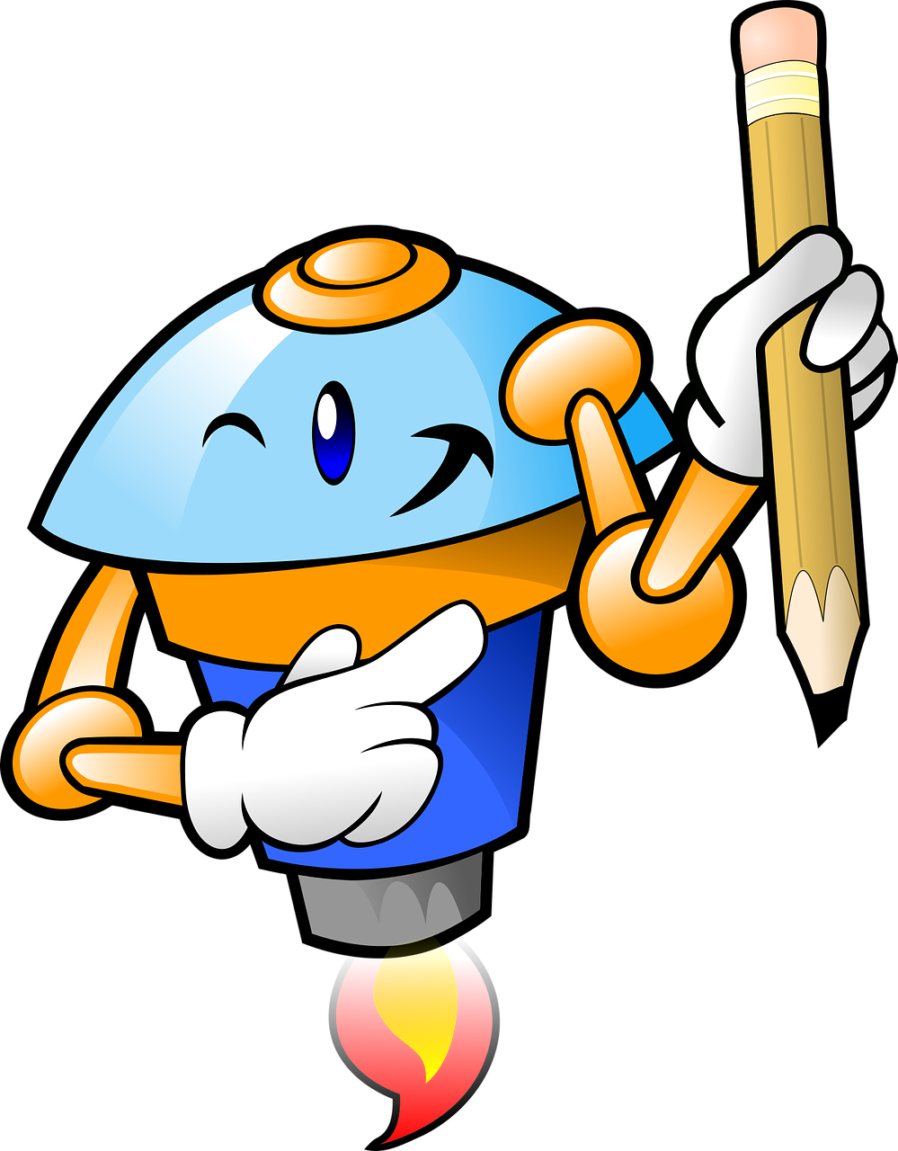 Animated Robot Holding Pencil PNG