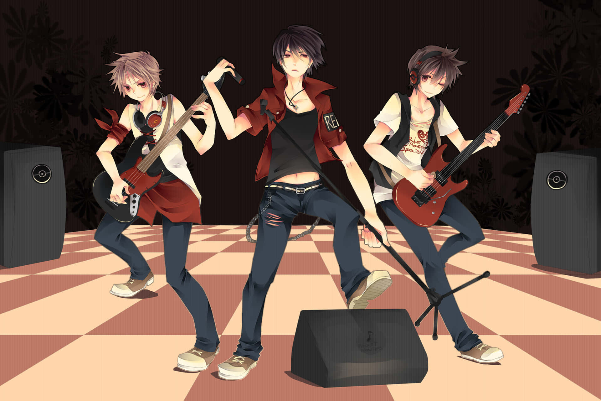 Animated_ Rock_ Band_ Performance Wallpaper