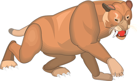 Animated Saber Toothed Cat Illustration PNG