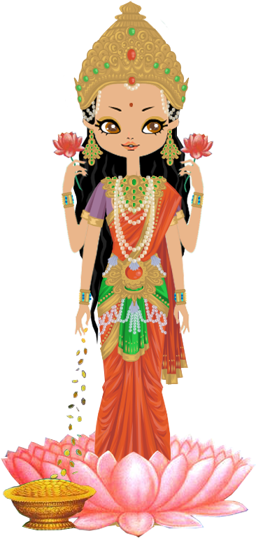 Animated Saraswati Goddess Illustration PNG