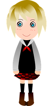 Animated Schoolgirl Character PNG