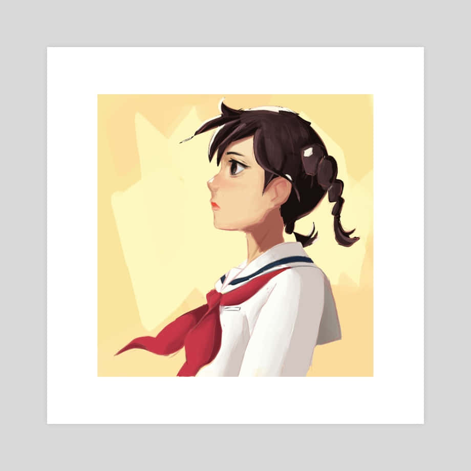 Animated Schoolgirl Profile Art Wallpaper