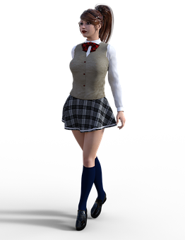 Animated Schoolgirl Uniform PNG