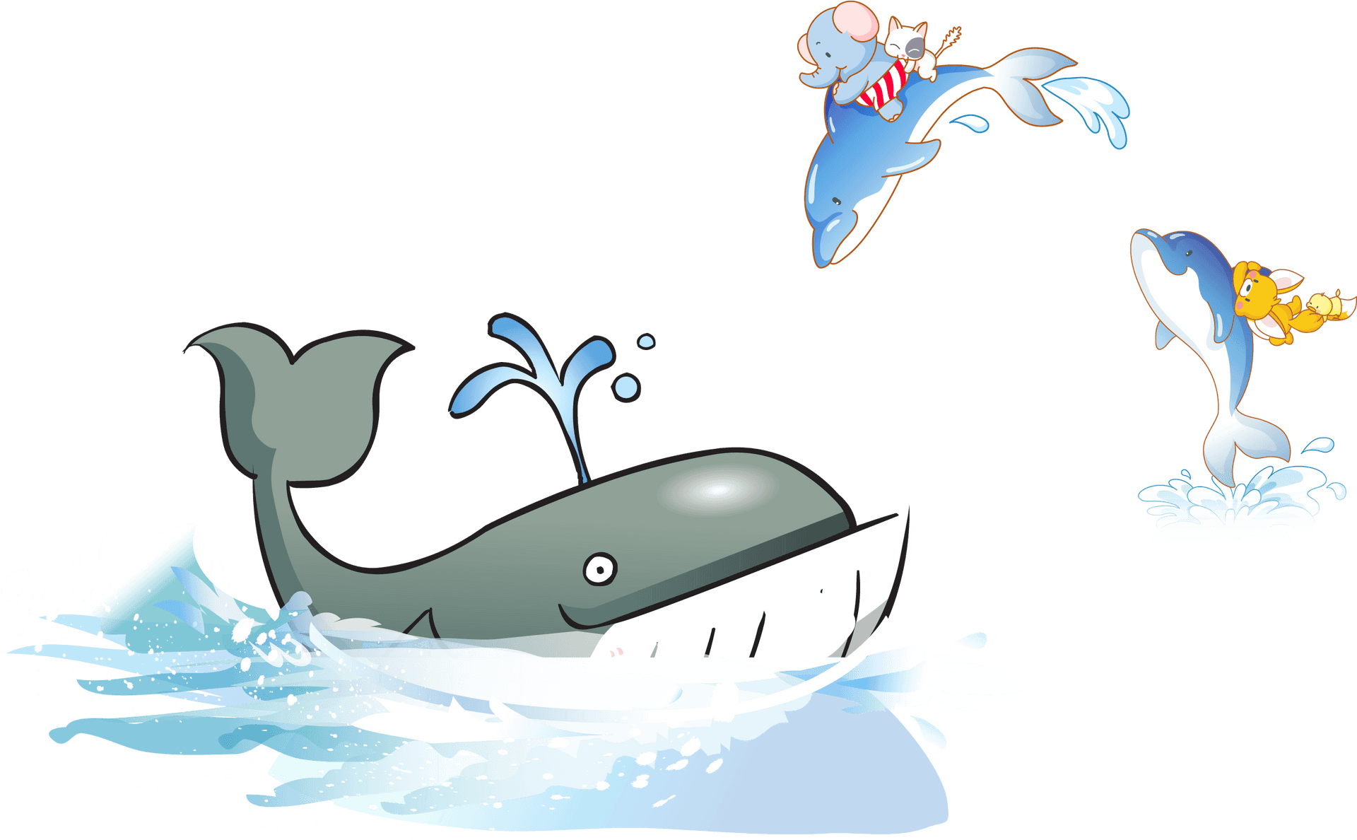 Animated Sea Creatures Having Fun PNG