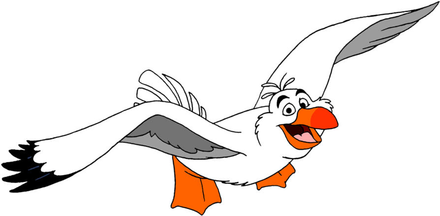 Animated Seagull Character Flying PNG
