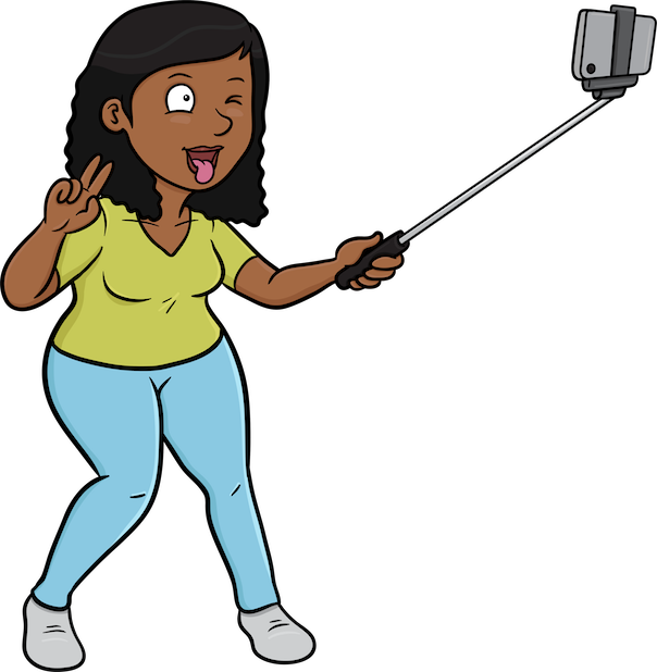 Animated Selfie With Selfie Stick PNG