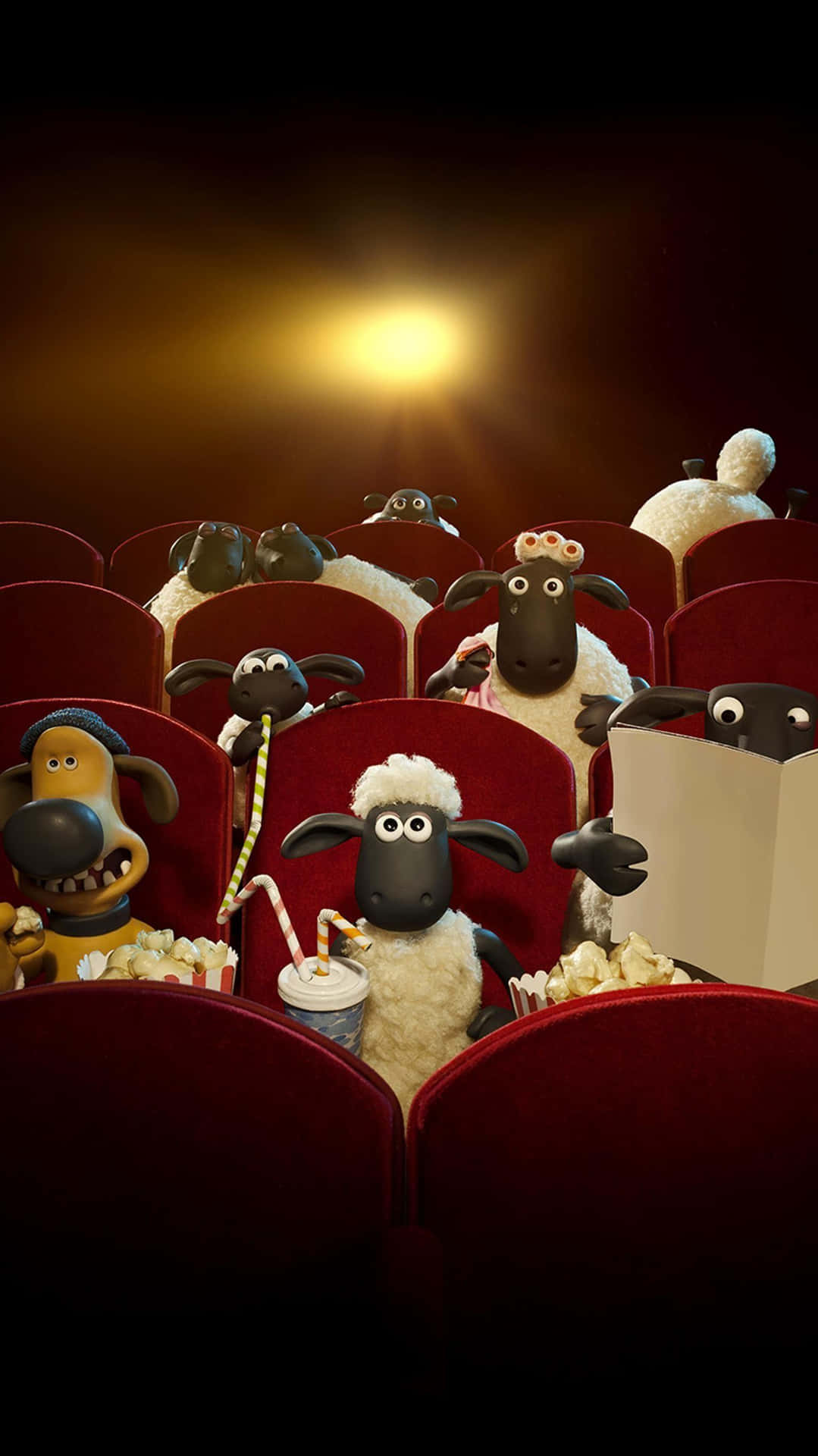 Animated Sheep Movie Theater Experience Wallpaper