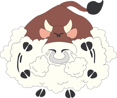 Animated Sheepwith Bull Hat PNG