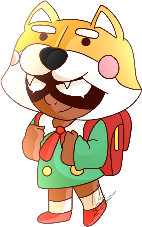 Animated Shiba Inu Character With Backpack PNG