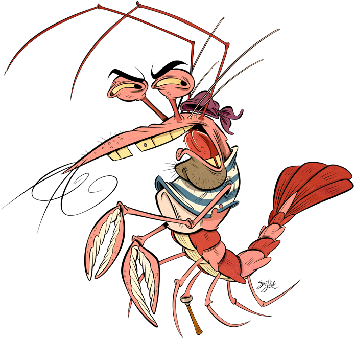Animated Shrimp Character Illustration PNG