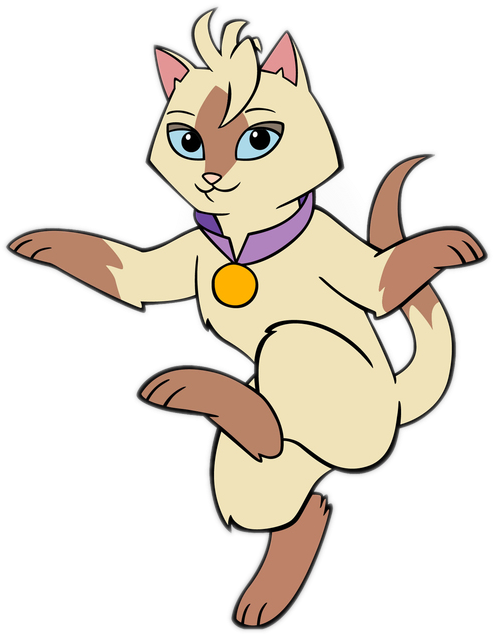 Animated Siamese Cat Character PNG