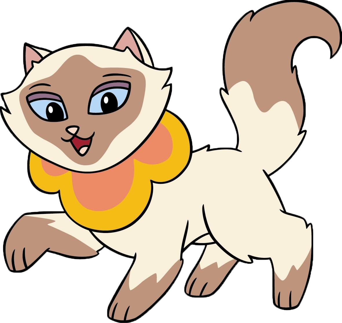 Animated Siamese Cat Illustration PNG