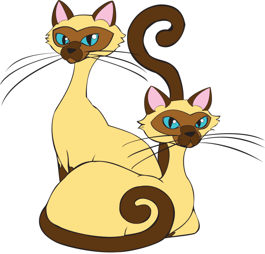 Animated Siamese Cats Illustration PNG