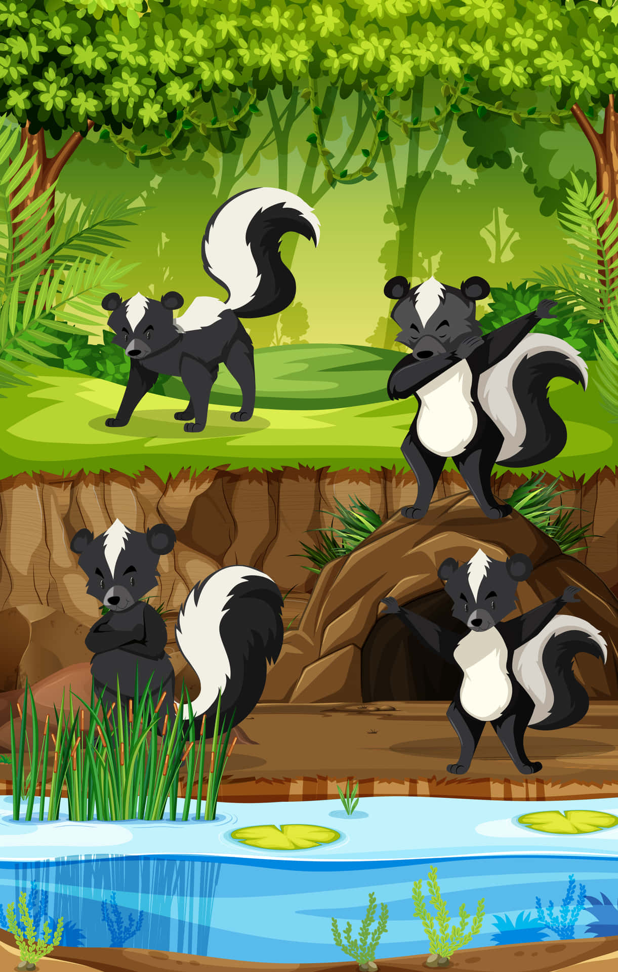 Animated Skunksin Habitat Wallpaper