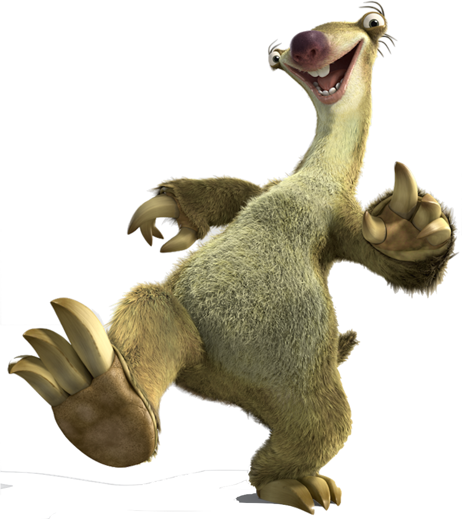 Animated Sloth Character Waving PNG