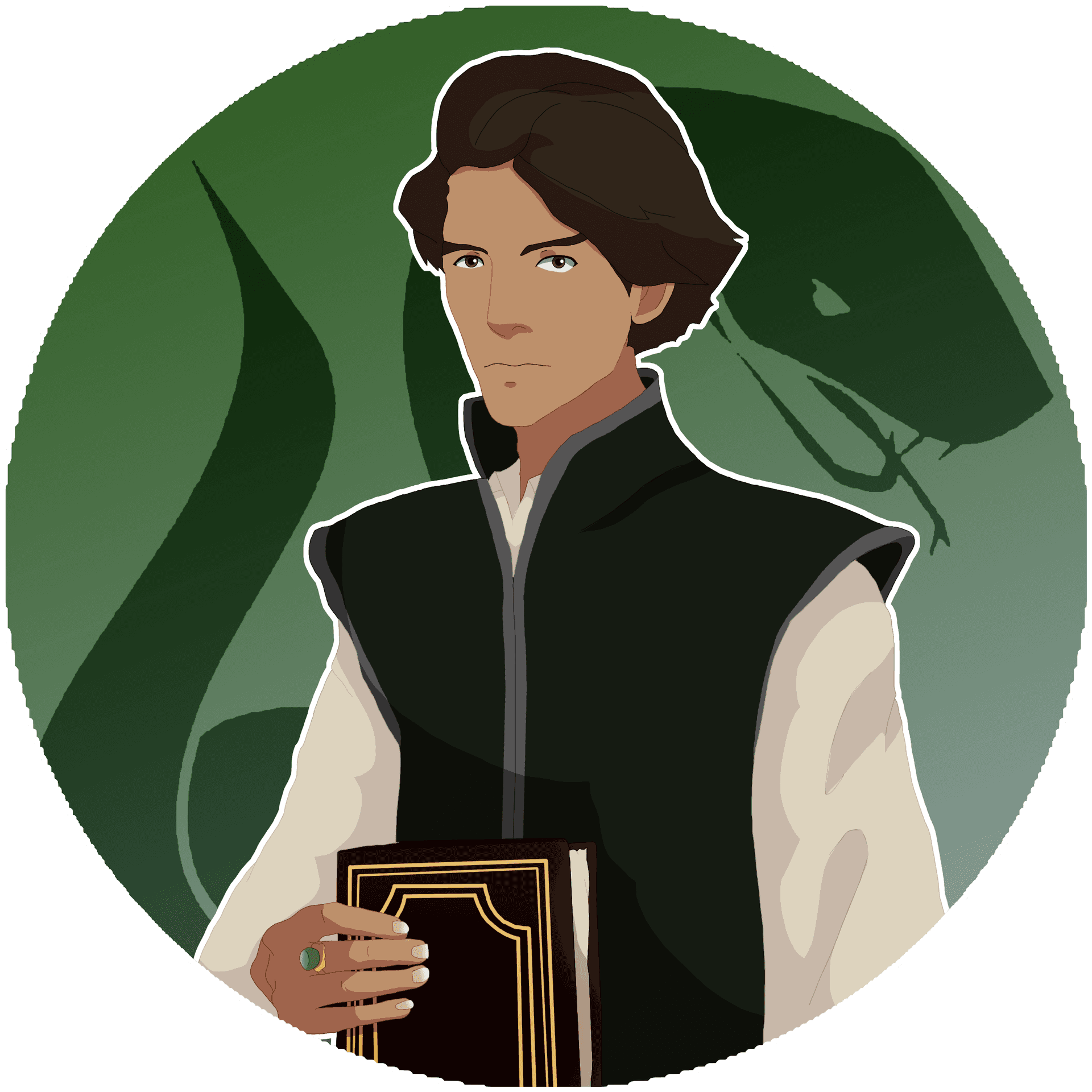 Animated Slytherin Studentwith Book PNG