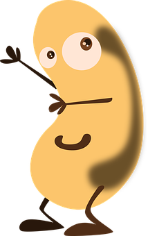 Animated Smiling Bean Character PNG