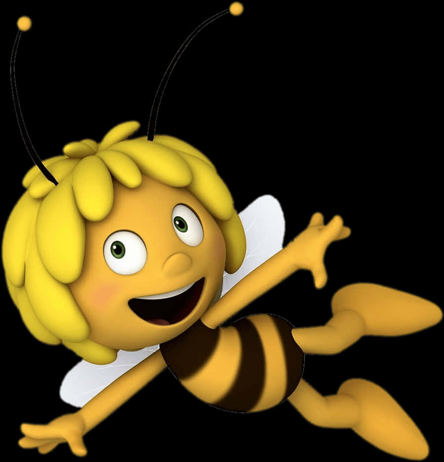 Animated Smiling Bee Character PNG
