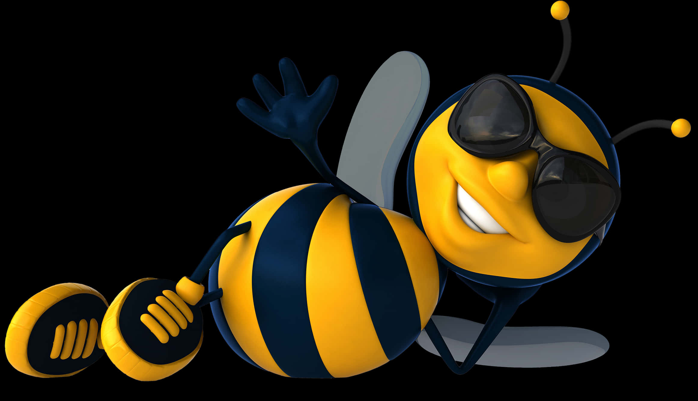 Animated Smiling Bee With Sunglasses PNG